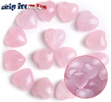 Pink Rose Quartz Crystal Heart Shaped Healing Love Natural Gemstone Gift