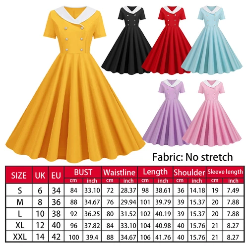 Women's Vintage 1950s Rockabilly Hepburn Cocktail Evening Swing Party Dress UK - Picture 22 of 39
