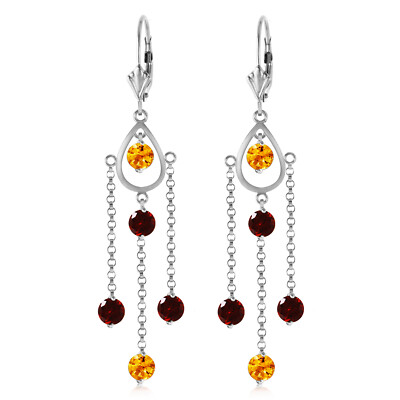14K. GOLD KRONLEUCHTER OHRRING MIT CITRINEN & GRANATEN