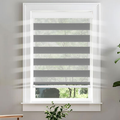 72'' Cordless Zebra Roller Shade Light Filtering Dual Layer Window Blind UV Proof