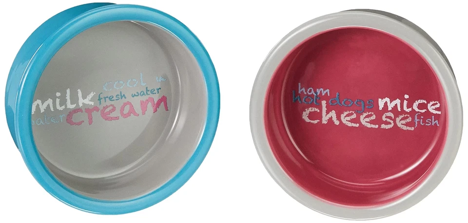 Eat on Feet Set Écuelles Céramique pour Chien Bleu Clair/Orange/Mauve 2 x 03 ... - Photo 3/3