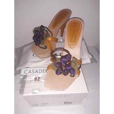Casadei Sz 6.5 Grape Pellame Slide Sandals Shoes Heels Pumps 