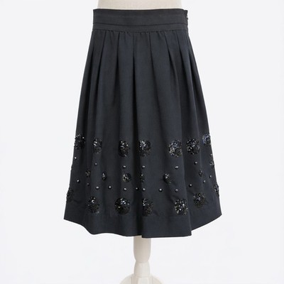 DKNY 100% Wool Pleated Midi Skirt Sequin Embellished Lined Size 8