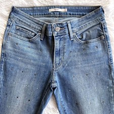 Levi's Women's Jeans 711 Skinny Blue Jeans 26 Rhinestone Stretch