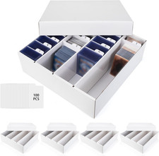 Trading Card Storage Box, 4 Row 3200 Count Collector Cards Box with Divider, Whi