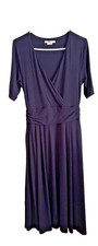 Boden 8 MINT Condition! 48" Stretch Jersey Knit Crossover Midi Dress Navy Blue