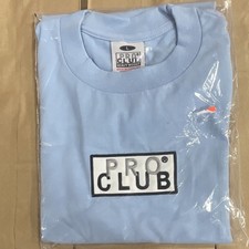 Pro Club Heavyweight Light Blue Men's T-Shirt Size L Short Sleeve box logo