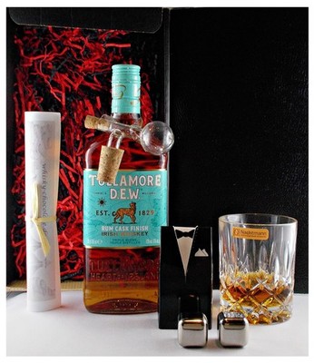 Geschenk Tullamore Dew Rum Cask irish Whiskey + Portionierer + Glas + Kühlsteine