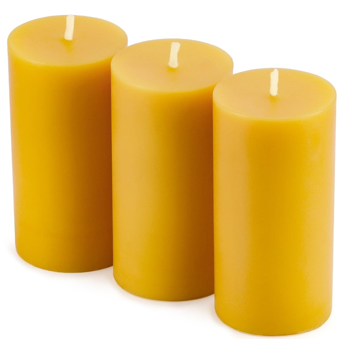 3 Pack Natural Beeswax Pillar Candle 2x4 inch, Smokeless and