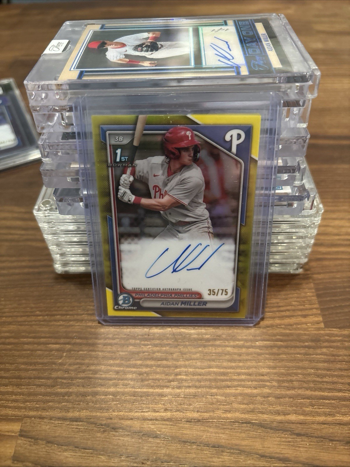 2024 Bowman Chrome Aidan Miller Auto Yellow 35/75 1st Bowman Phillies