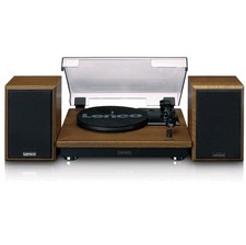 LENCO LS-100WD Record Player w/2 External Speakers, Wood, 33-45-78 RPM Bluetooth