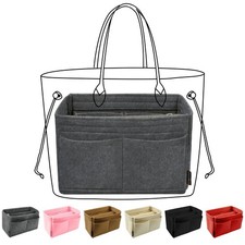 Grey Large Organizer Insert, Felt Tote Bag Organizer Insert with 5 Sizes, Han...