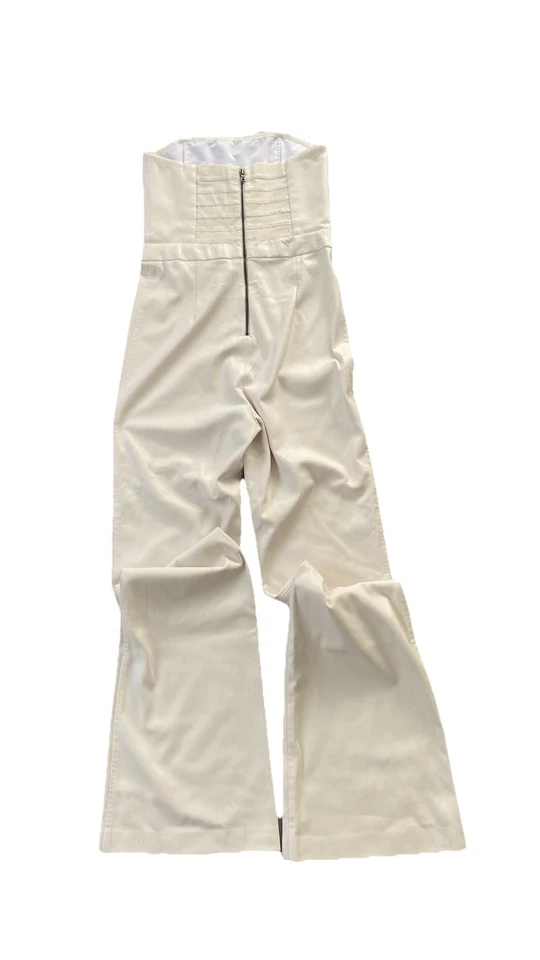 Mono Alice & Olivia Lavera imitación cuero sin tirantes acampanado blanco roto talla 4 Foto 2 de 4