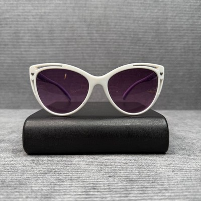 Perverse Knob Hill White Cat Eye Sunglasses Purple Striped Arm KNOB HILL-03-SNOB