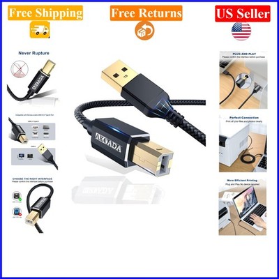 15ft Black USB 2.0 A to B Printer Scanner Cable for High-Speed Data Transfer