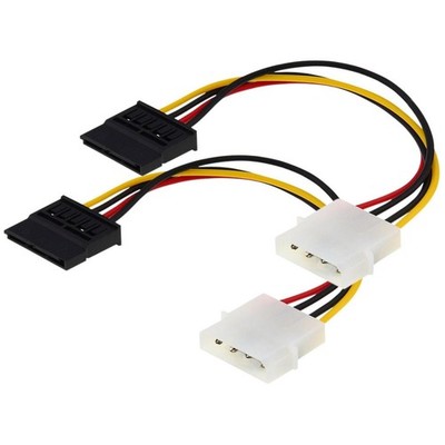 2X New IDE/Molex 4-Pin Female To Serial ATA SATA 15-Pin Male Power Adapter Cable