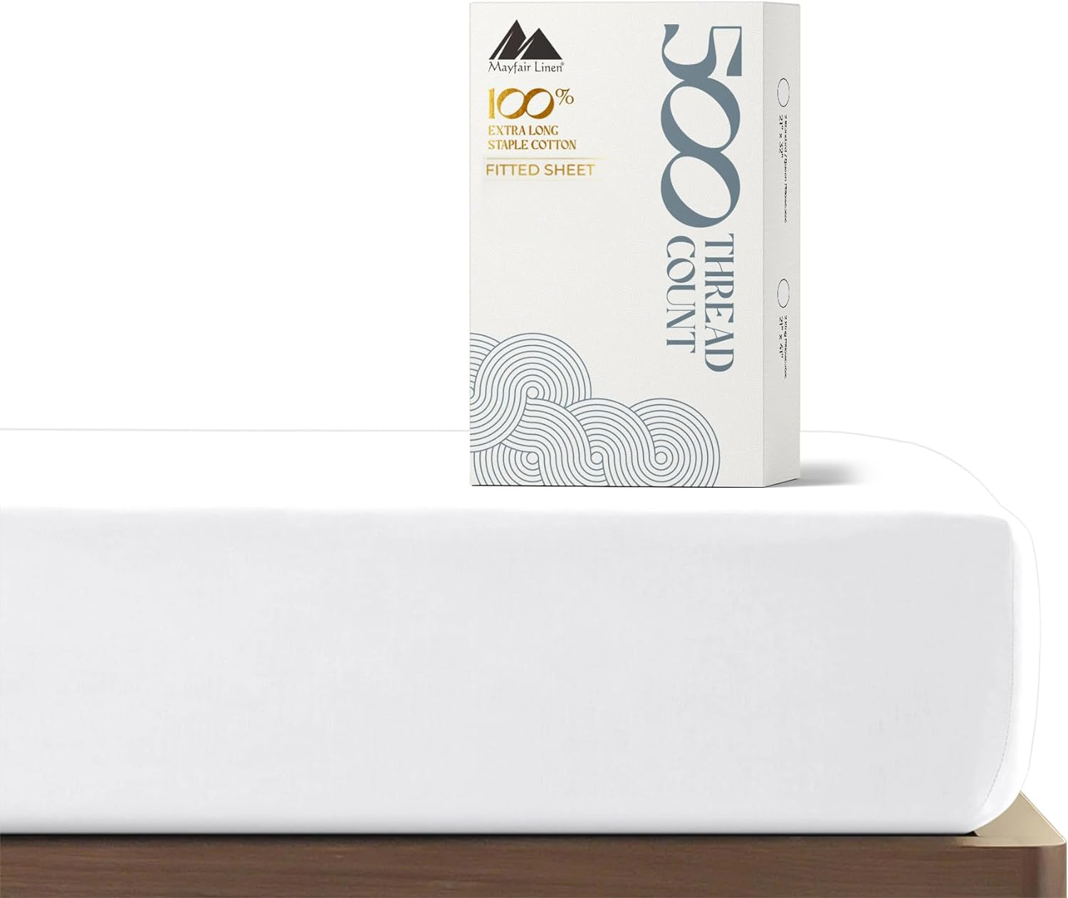 Mayfair Linen 100% Cotton Queen Fitted Sheet Only - 500 Thread Count Cotton