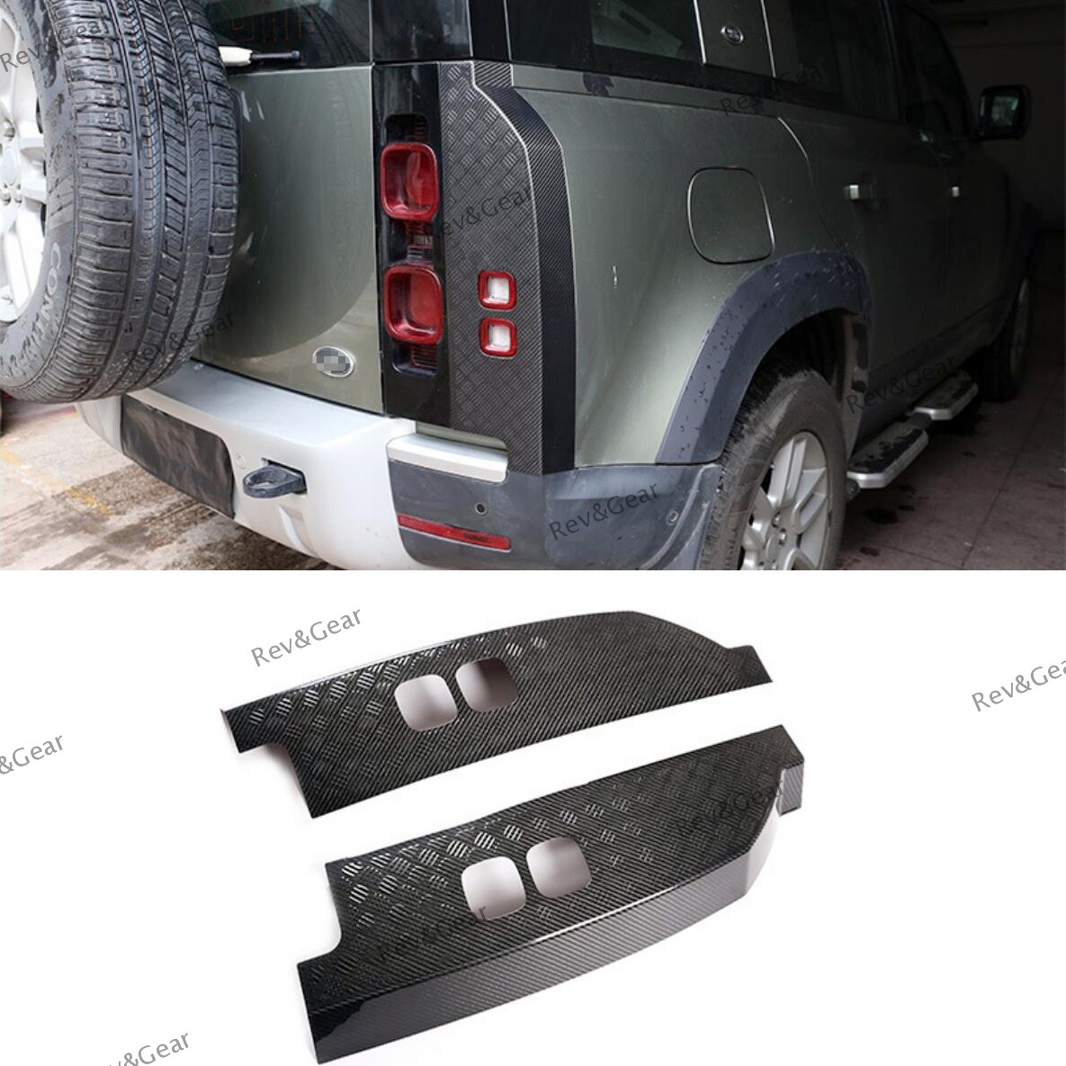 Real Carbon Fiber Rear Tail Light Cover Trims For Land Rover Defender 90 110 20+