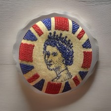Collectible Vintage Damask Fabric Queen of England Coronation Button Collectible Vintage Damask Fabric Queen of England Coronation Button