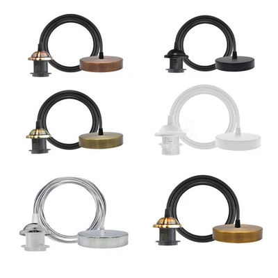 VINTAGE INTERIOR Pendant Light Fitting Ceiling Rose E27 Holders Hanging Lighting Suspension Set +