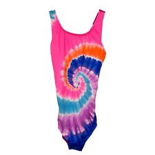 Lands' End Girls One Piece Swimsuit Tie Dye Pink Blue Orange Girls Bathing Suit