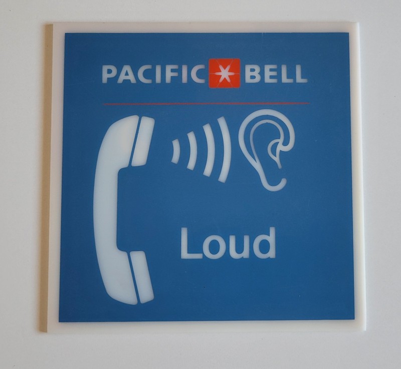 Vintage Pacific Bell Phone Sign  Plastic Telephone LOUD Rare 7”X 7”