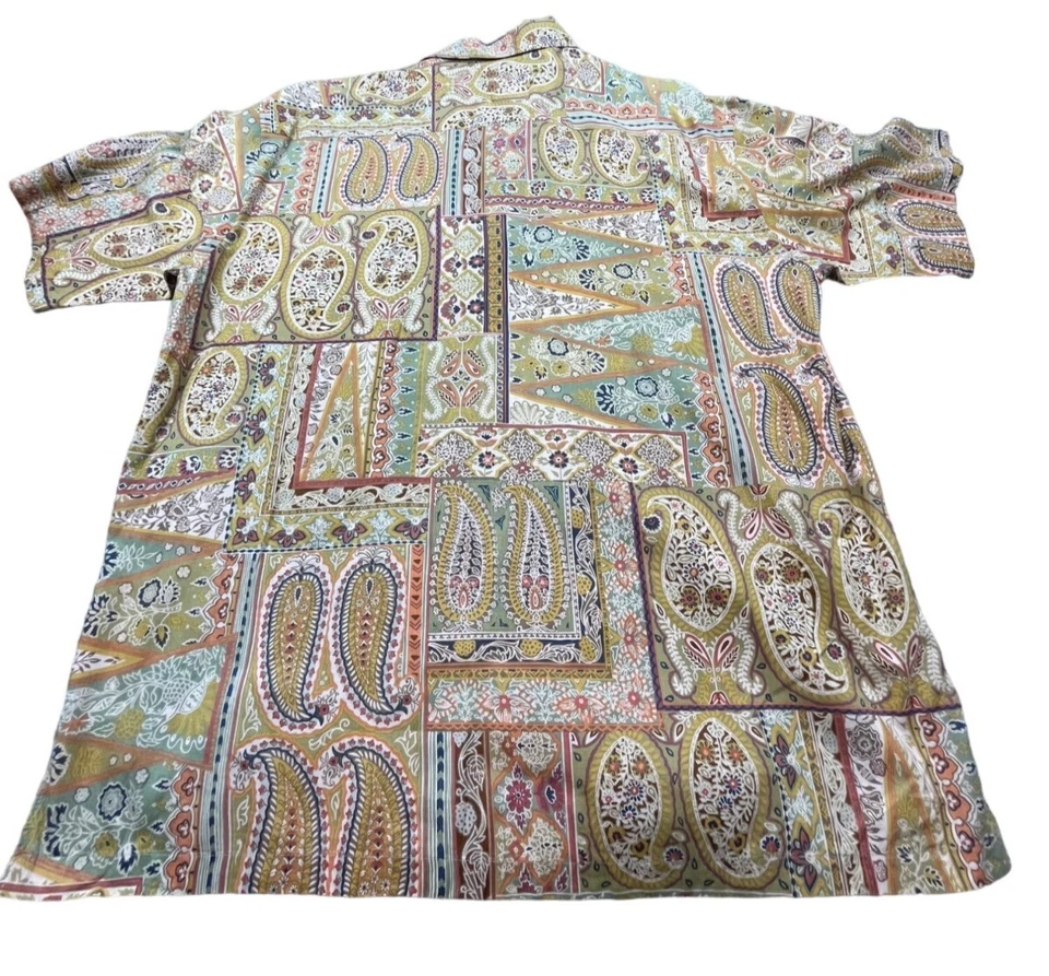 Camisa TravelSmith Vintage Hombres XL Paisley Boho Resort Vacaciones Césped Hecha en EE. UU. Y2K Foto 2 de 4