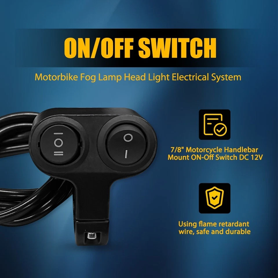 Handlebar 12V Dual Button Off On 22mm Switch 7/8" Motorcycle Motorbike ATV Refit - Image 3 of 4