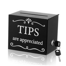 Lockable Metal Tip Jar with 2 Keys, 6 x 4 x 5 Inch Donation 6 x 4 x 5 inches