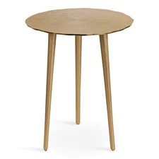 Sancia Modern Side Table, 15 x 15 x 20, Gold, Sand Casted Iron Table for Disp...
