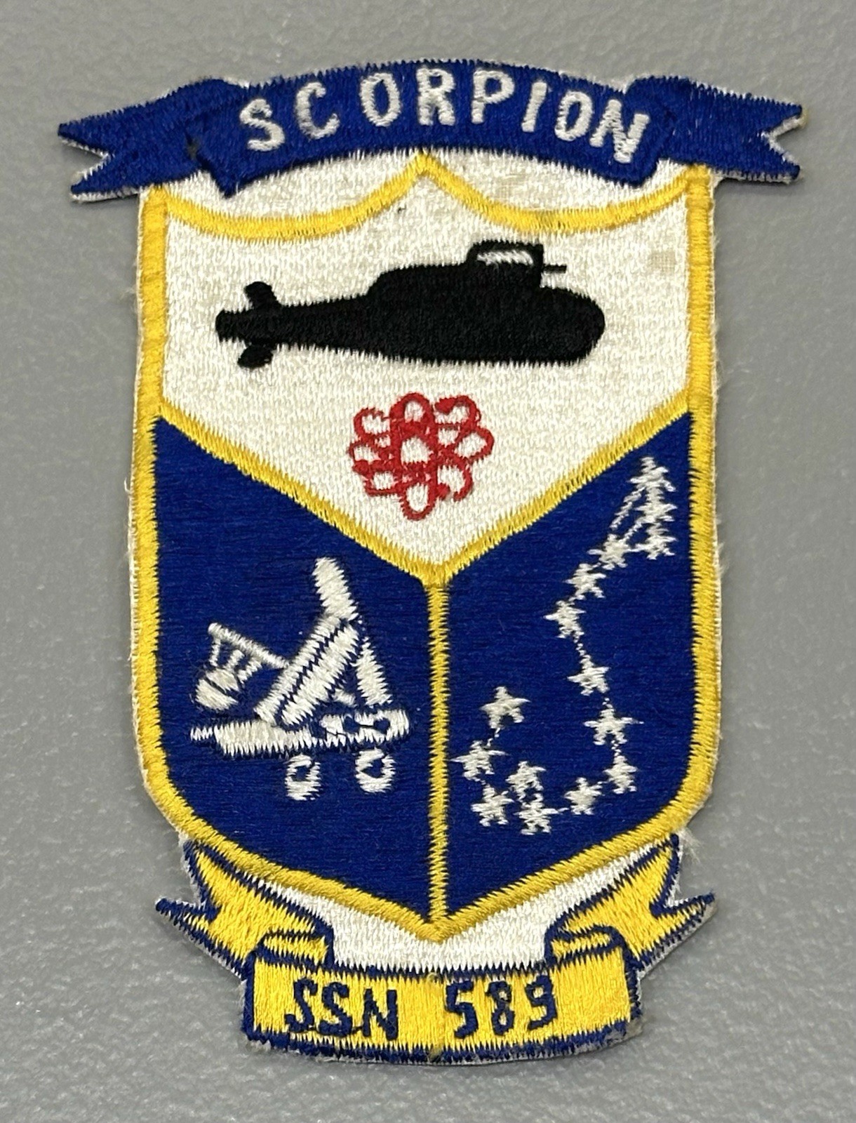 Original 60s US Navy USS Scorpion SSN 589 Submarine Embroidered Full Color Patch