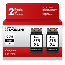 2 Pack PG-275XL Black Ink Cartridge for Canon Pixma TS3522 TR4720 TS3500 Printer