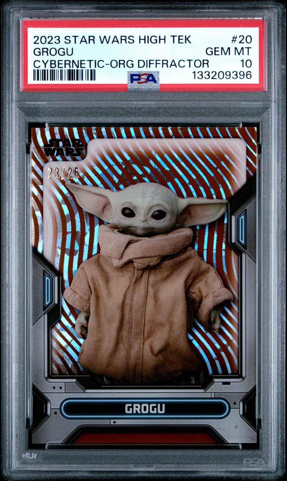 RARE 2023 Topps Star Wars High Tek Mandalorian Grogu Orange /25 PSA 10 GEM MINT
