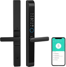 Smart Door Lock Mortise Fingerprint Door Lock with Handle & App Control Black