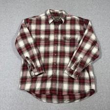 Vintage Field Stream Men's 2XL Heavy Flannel Shirt Red White Button