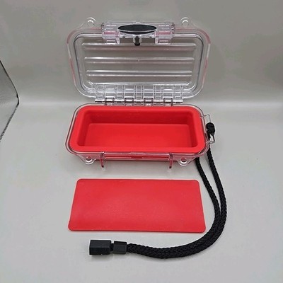 Plano Waterproof Stow-Away Utility Box Model 1420 Clear Plastic Red Interior