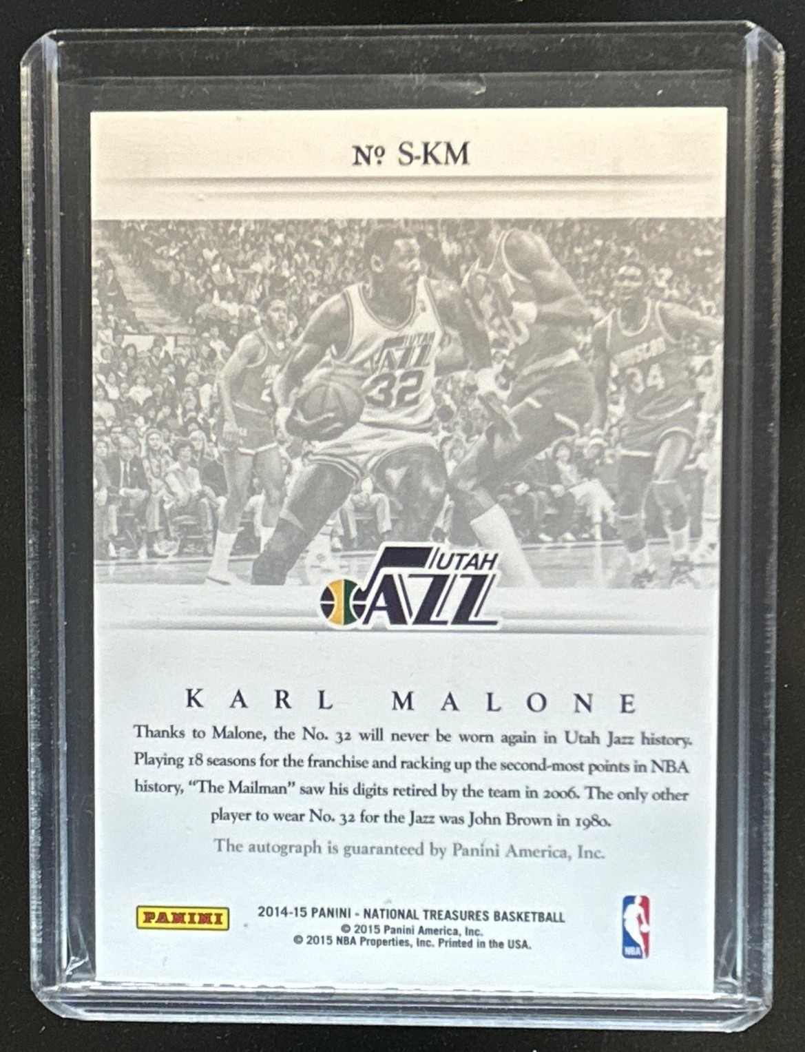 2014-15 Panini National Treasures Karl Malone Signatures Auto #/35 Jazz view 2