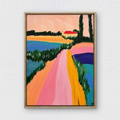 RiverRunArt Original Landscape 12x16 Abstract Acrylic Painting Mountains Canvas