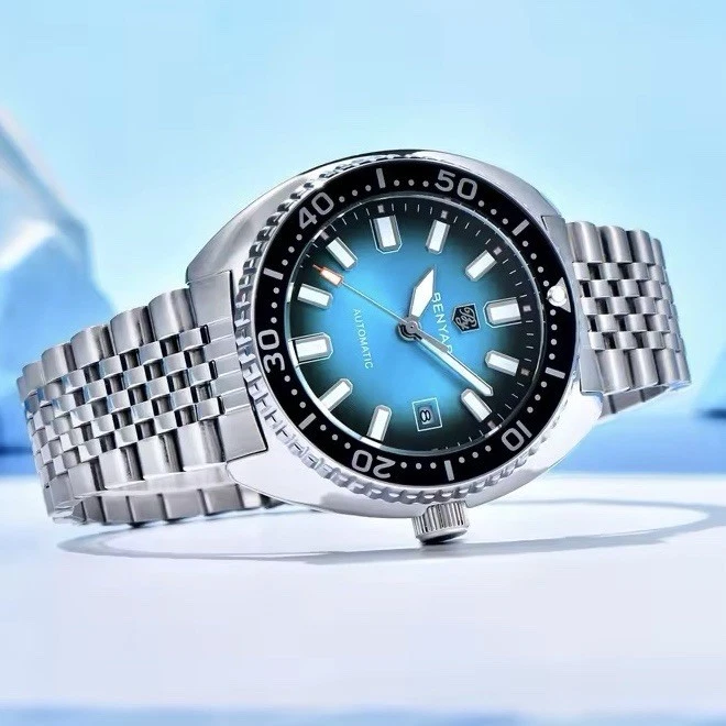 🔵 - Orologio Automatico Turtle Benyar BY 5211 Jubilee Subacqueo Uomo Azzurro - Immagine 3 di 4