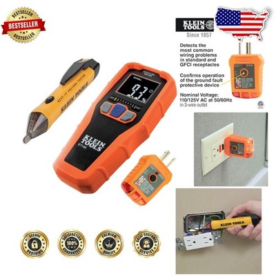 Home Inspector Tool Kit: 3-Pc Digital Moisture Meter, Voltage Tester, GFCI