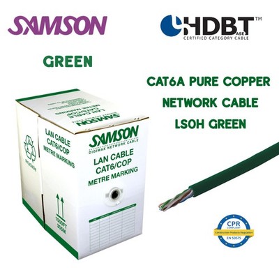 305m Samson CAT6A/COP UTP 4 Paar 0,57mm Kupfer LSOH grün Netzwerkkabel HDBaseT