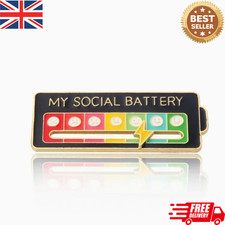 Interactive Social Battery Mood Attitude Tracker Brooch Pin Enamel Badge Gift UK