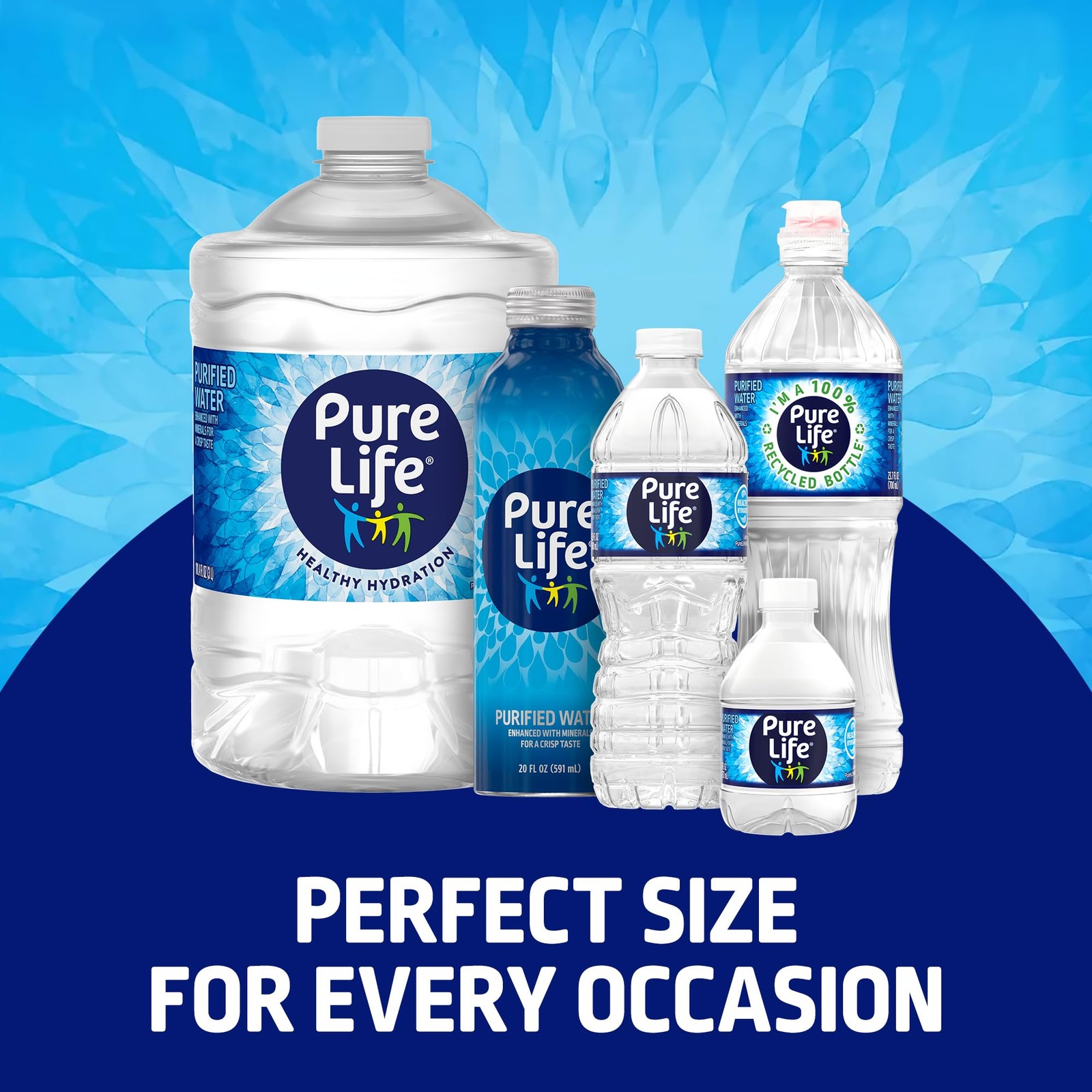 Pure Life Purified Water Bottles, 24 Pack - Still 8 Fl Oz (Pack of 24), Clear 
