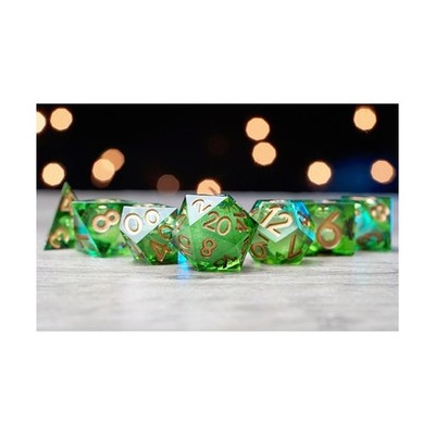 FanRoll Liquid Core Dice FanRoll/Metallic Dice  Elixir Dice Set - Green w/ New