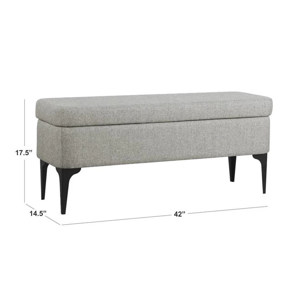 HomePop 17.5" Large Modern Sustainable Woven Fabric Storage Bench in Gray - Image 4 of 4