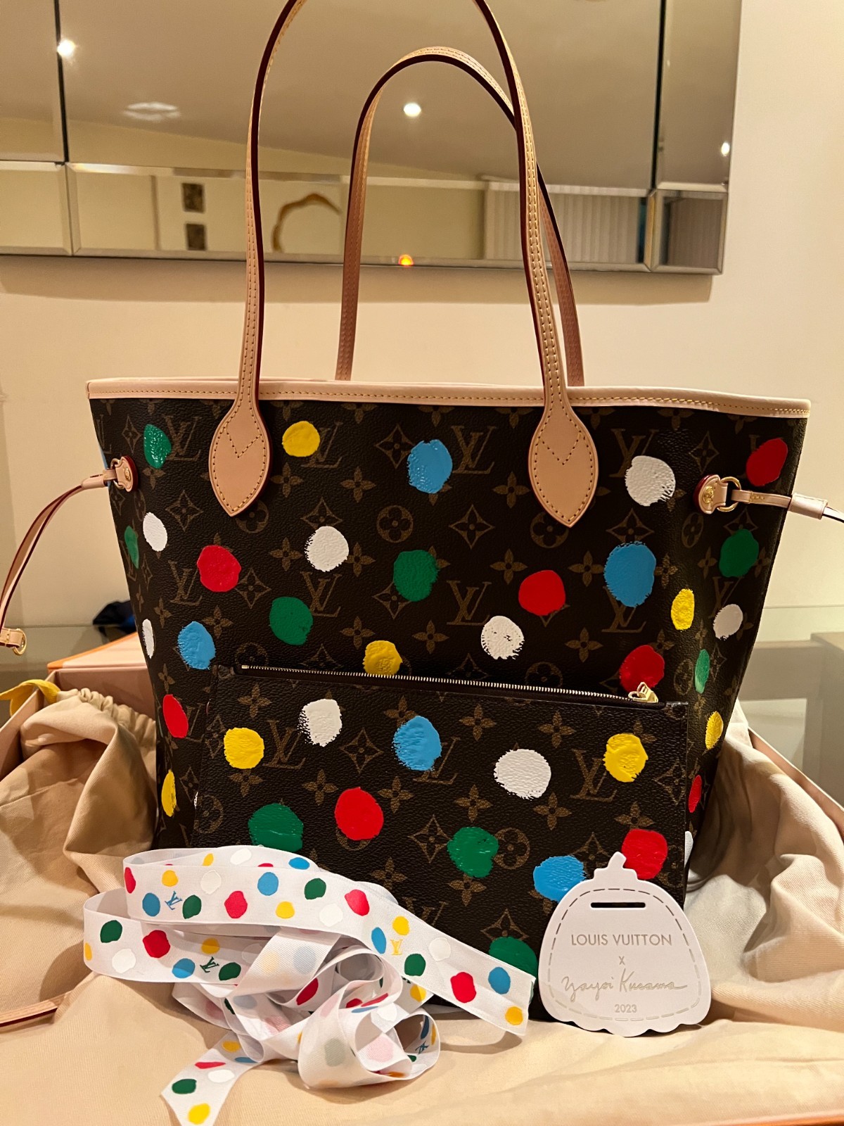 Louis Vuitton Neverfull Kusama Dots Never full Tote with pochette