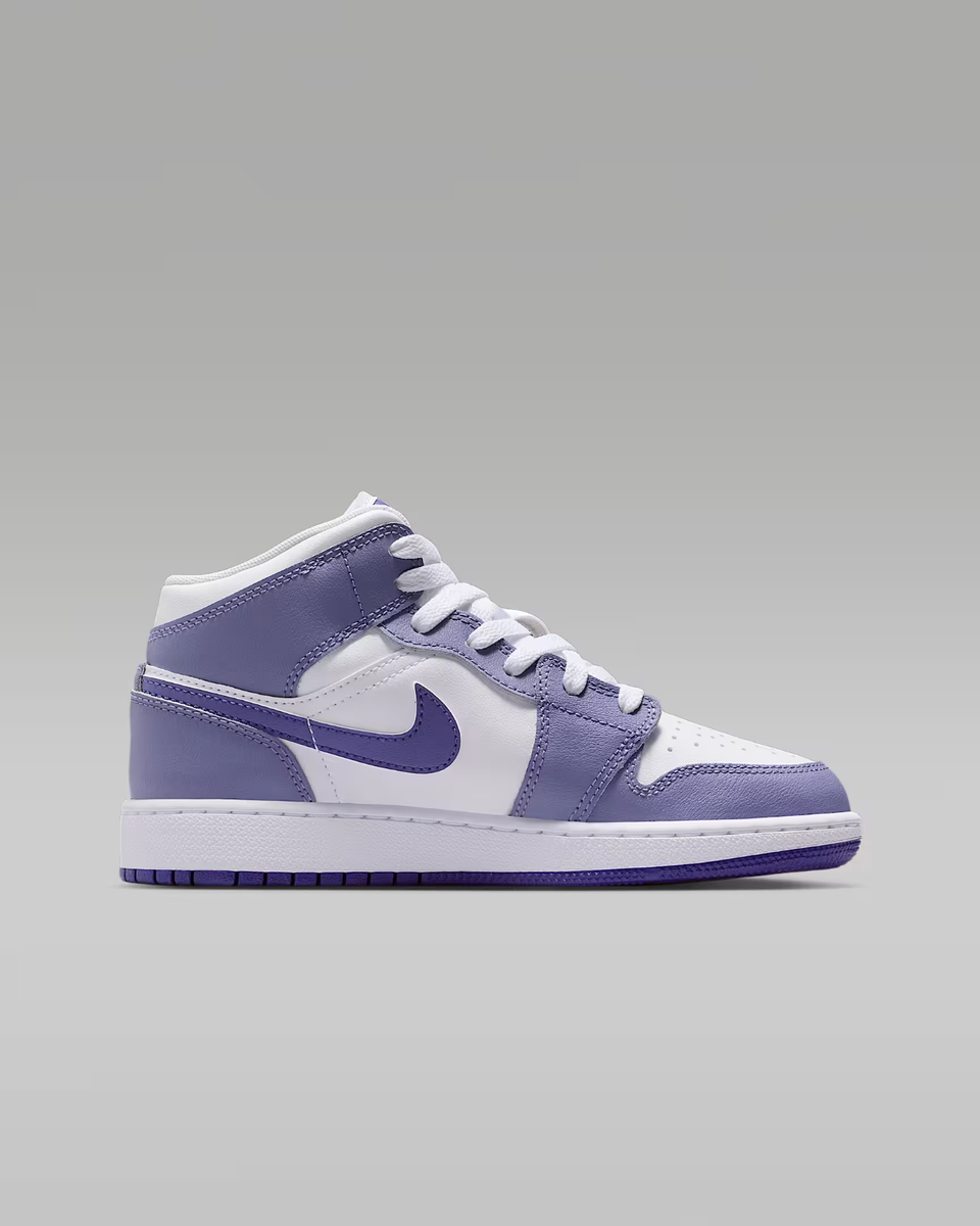Air Jordan 1 Mid Shoes White Court Purple Big Kids' (GS) | Size 4Y Air Jordan 1 Mid Shoes White Court Purple Big Kids' (GS) | Size 4Y