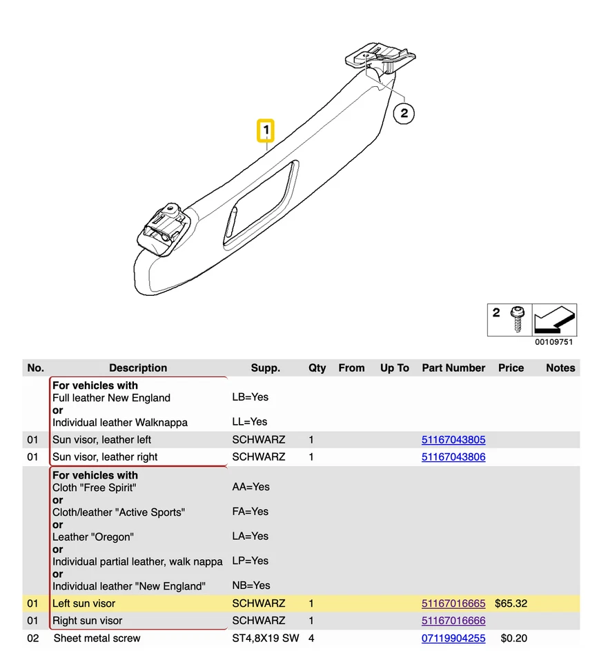 BMW Z4 E85 PAR DE PARASOLES N/S O/S NEGRO NEGRO OEM 51167016665 51167016666 Foto 4 de 4
