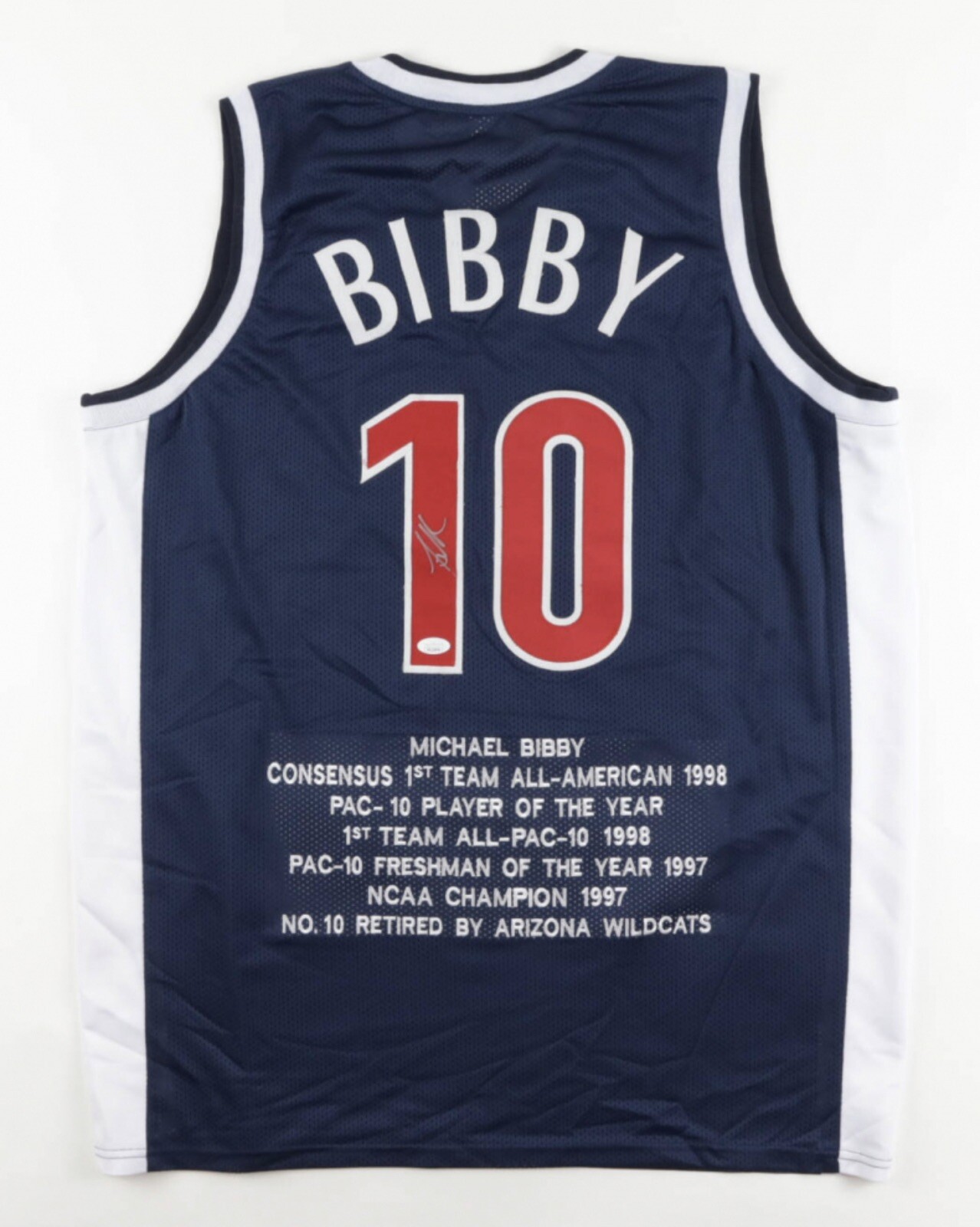 Mike Bibby Autographed Signed Arizona Wildcats Stat Jersey JSA 