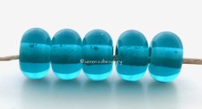 5 AEGEAN Blue Green  Lampwork Glass Spacer Beads Glossy  Matte Handmade Donut